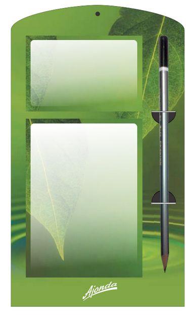 Bloknotas su pieštuku ant magnetinio pagrindo „Žalias lapas“ | 