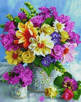 Deimantinė mozaika. Vazos su gėlėmis | 