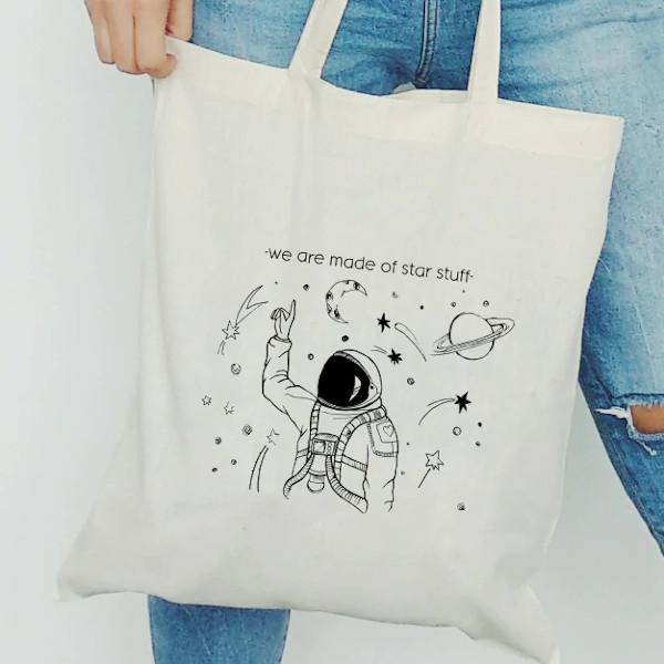 Pirkinių krepšys „Kosmonautas ir visata“ (rusvas) | 