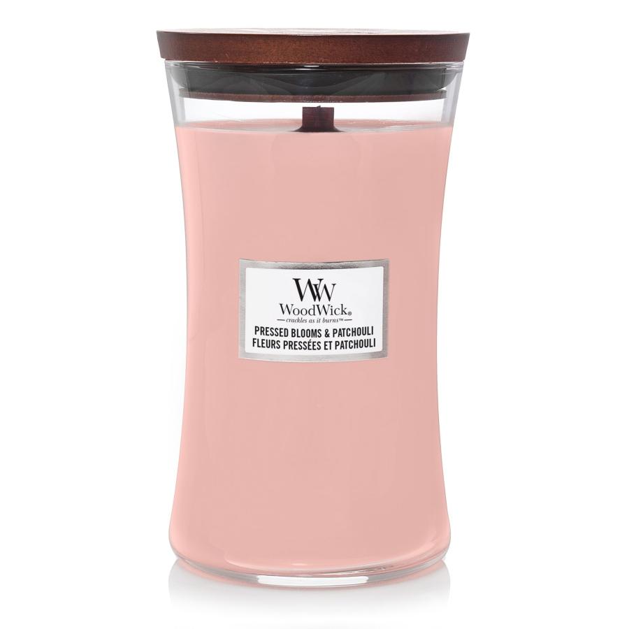 „WoodWick“ žvakė Large Core Pressed blooms & Patchouli