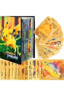 Auksinės Pokemon kortos (10 vnt.) ir albumas (120 kortoms) | 