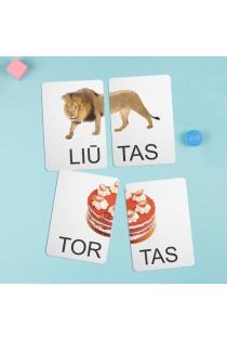 Dviejų dalių „Montessori“ lavinamųjų kortelių rinkinys „Sudėk žodį. Dviskiemeniai žodžiai“ | 
