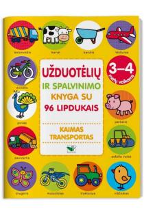 Kaimas. Transportas. Užduotėlių ir spalvinimo knyga su 96 lipdukais (3-4 metų vaikams) | 