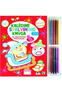 Kalėdinė spalvinimo knyga su 8 spalvotais pieštukais (3-5 metų vaikams) | 