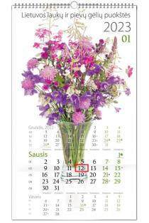 Laukų ir pievų gėlių puokštės. Sieninis 2023 metų kalendorius | 