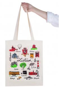 Medžiaginis maišelis su Lietuvos miestų simboliais | 