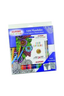 Pieštukų spalvotų ALPINO Color experience 24sp ir 120 mandalų rinkinys | 