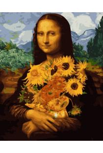Tapyba pagal skaičius. Mona Liza su gėlėmis | 