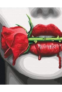 Tapyba pagal skaičius. Rožė ir raudonos lūpos | 