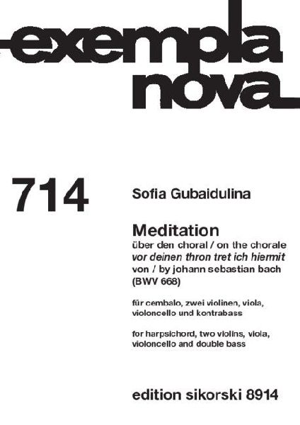 Gubaidulina: Meditation on the Choral VOR Deinenthron Tret Ich Hiermit for Harpsichord, 2 Violins, Viola, Cello, and Double Bass Score