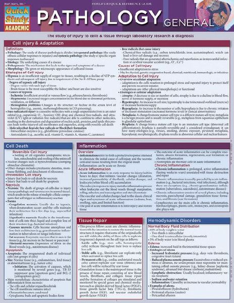 Pathology: General: Quickstudy Laminated Reference Guide