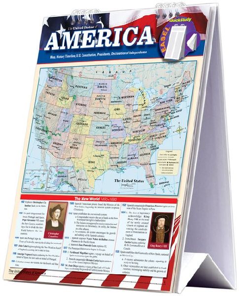 America - History Easel Book: A Quickstudy Reference Tool with a Us Map, History Timeline, Us Constitution, Presidents & Declaration of Independence