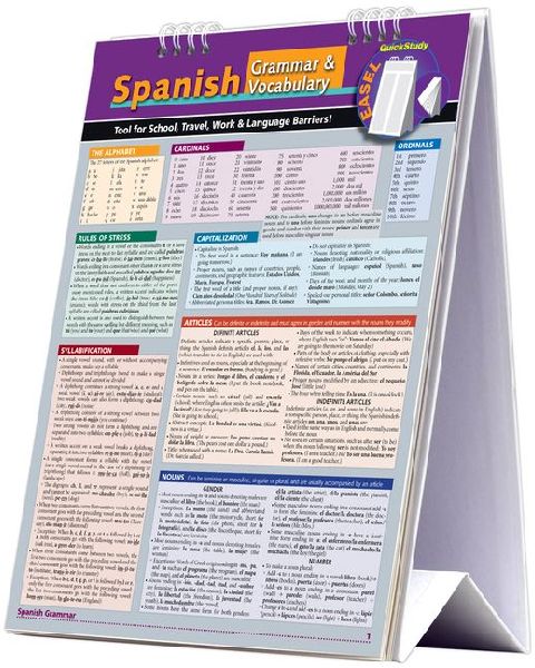 Spanish Grammar & Vocabulary Easel Book: A Quickstudy Reference Tool for School, Work & Language Barriers