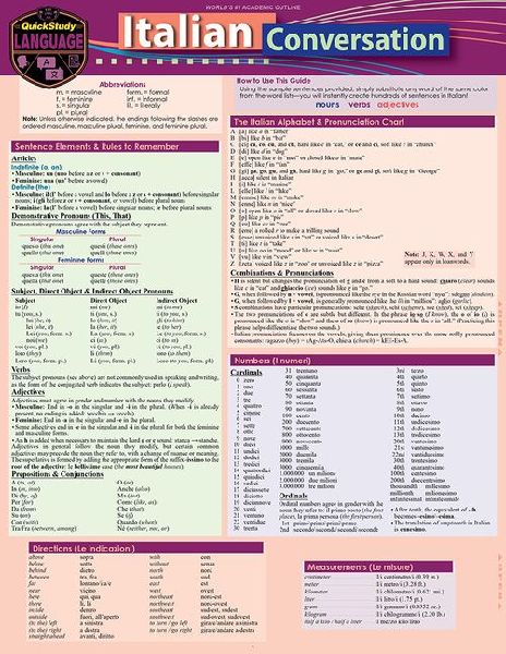 Italian Conversation: A Quickstudy Laminated Language Reference Guide