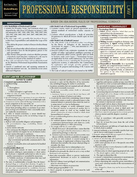Professional Responsibility: A Quickstudy Laminated Reference Guide