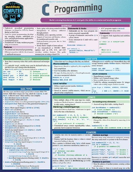 C Programming Language: A Quickstudy Laminated Reference Guide