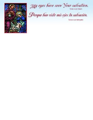 Letterhead - Christmas - Bilingual - Nativity: My Eyes Have Seen Your Salvation. No Scripture