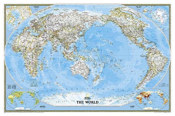 National Geographic World, Pacific Centered Wall Map - Classic (46 X 30.5 In)