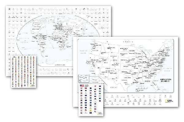 National Geographic: World and United States Coloring Maps [Map Pack Bundle]