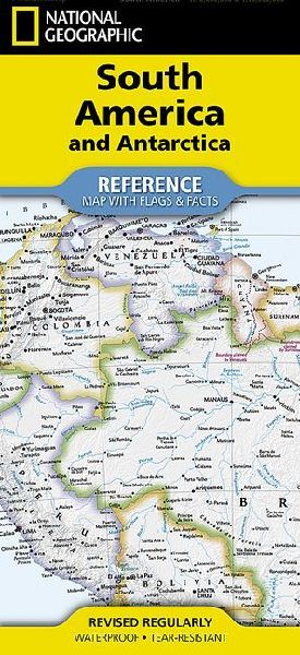 South America and Antarctica Map: folded with flags and facts
