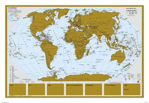 Scratchmap/Rubbelkarte THE WORLD: Wandkarte mit Metallleisten