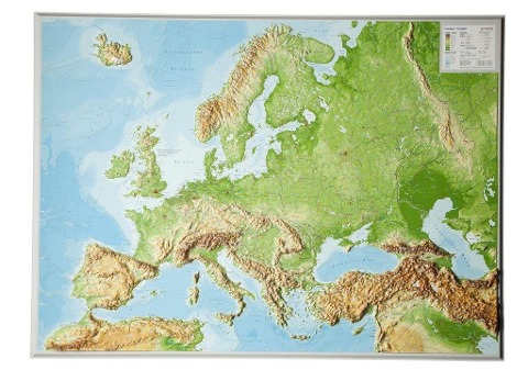 Reliefkarte Europa Gross 1 : 8 000 000: Tiefgezogenes Kunststoffrelief
