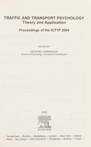 Traffic and Transport Psychology Theory and Application