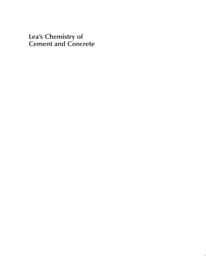 Lea's Chemistry of Cement and Concrete