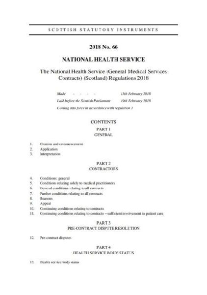 The National Health Service (General Medical Services Contracts) (Scotland) Regulations 2018