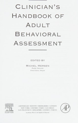 Clinician's Handbook of Adult Behavioral Assessment