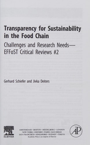 Transparency for Sustainability in the Food Chain Challenges and Research Needs EFFoST Critical Reviews #2