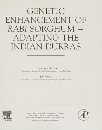 Genetic Enhancement of Rabi Sorghum Adapting the Indian Durras