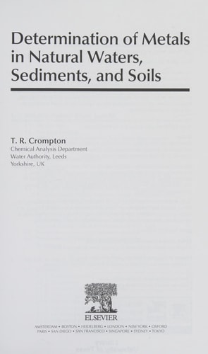 Determination of Metals in Natural Waters, Sediments, and Soils