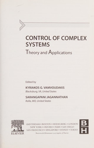 Control of Complex Systems Theory and Applications