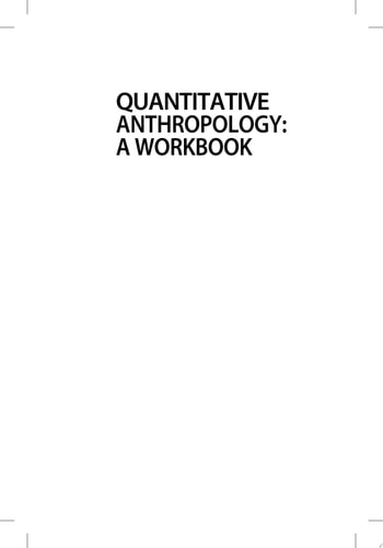 Quantitative Anthropology A Workbook