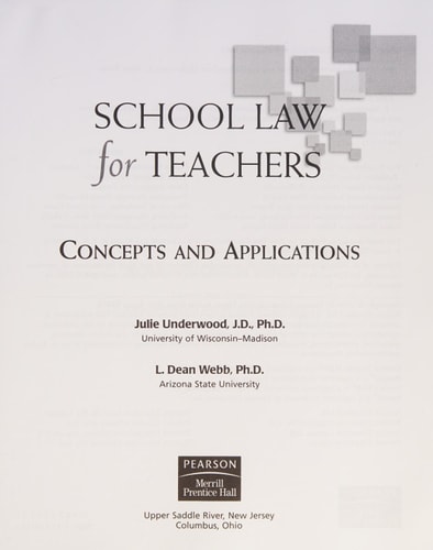 School Law for the Teachers Concepts and Applications