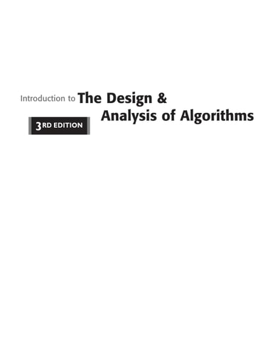 Introduction to the Design & Analysis of Algorithms