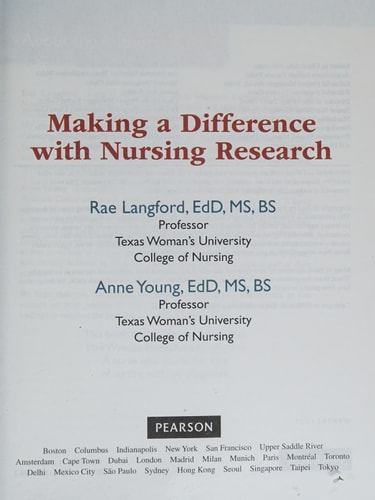 Making a Difference with Nursing Research