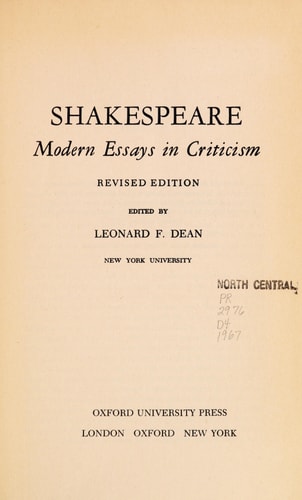 Shakespeare Modern Essays in Criticism