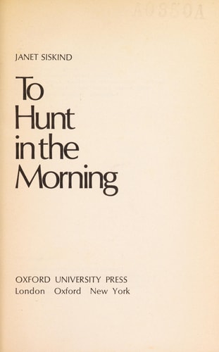 To Hunt in the Morning