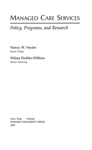 Managed Care Services Policy, Programs, and Research