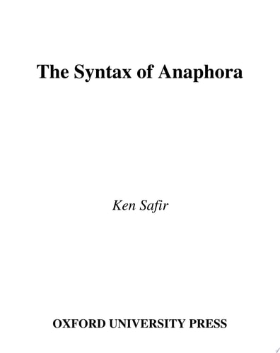 The Syntax of Anaphora