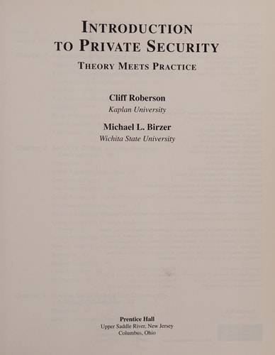 Introduction to Private Security Theory Meets Practice