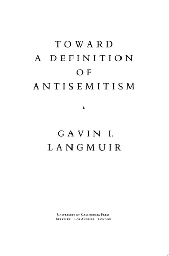 Toward a Definition of Antisemitism