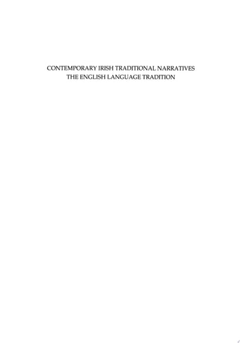 Contemporary Irish Traditional Narrative The English Language Tradition