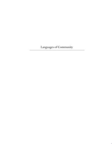 Languages of Community The Jewish Experience in the Czech Lands