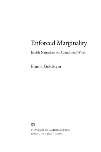 Enforced Marginality Jewish Narratives on Abandoned Wives