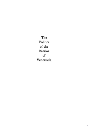 The Politics of the Barrios of Venezuela