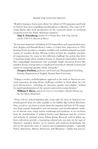 Inventing Destiny Cultural Explorations of US Expansion