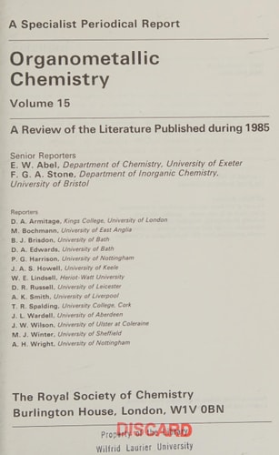 Organometallic Chemistry Volume 15